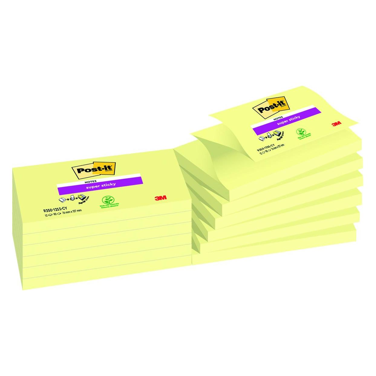 Post-it Super Sticky Z-Notes, 76 x 127 mm, kanariengelb (127 x 76 mm) (R350-12SSCY)