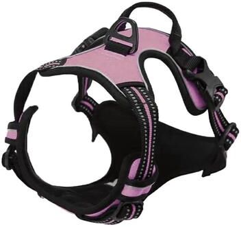 Perfect Picks Market No Pull Dog Harness For Large Dogs, Reflective Front Clip Harness With Heavy Duty Control Handle pink s