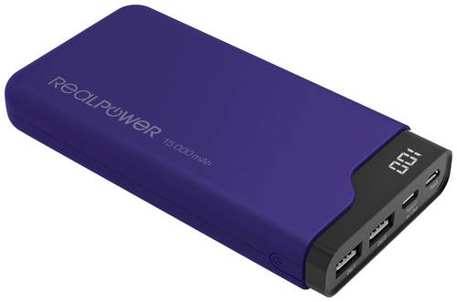 RealPower PB-15000C Powerbank 15000 mAh Li-Ion USB, USB-C Navy-Blau