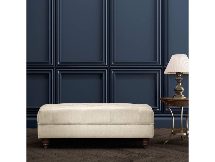 Repose-pieds capitonné 96 x 35 x 62cm Beige Microfibre Valeria: Crème