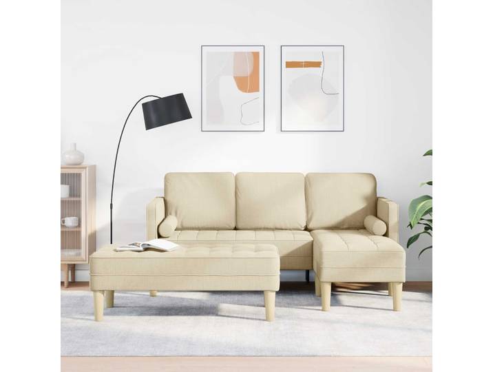 vidaXL Sofa Set 2 stk. Creme Polyester