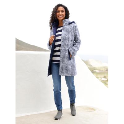 Outdoorjacke HEINE, Damen, Gr. 34, blau (marine, ecru, meliert), 50% Polyester, 30% Wolle, 20% Polyacryl, Besatz:100% Polyester, gemustert, Jacken Outdoorjacke, Topseller