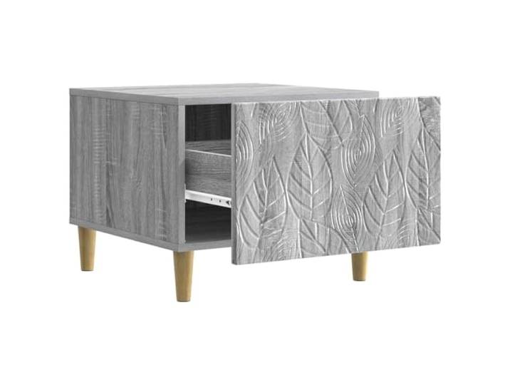 KTHLBRH Couchtisch 50 x 49 x 40 cm Sonoma Grau Robustes Holz, Beine aus Eukalyptus, für Getränke und Zeitschriften, für Wohnzimmer