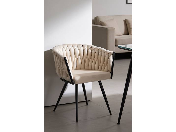 Widny Schwarzer Samtstuhl - Beige