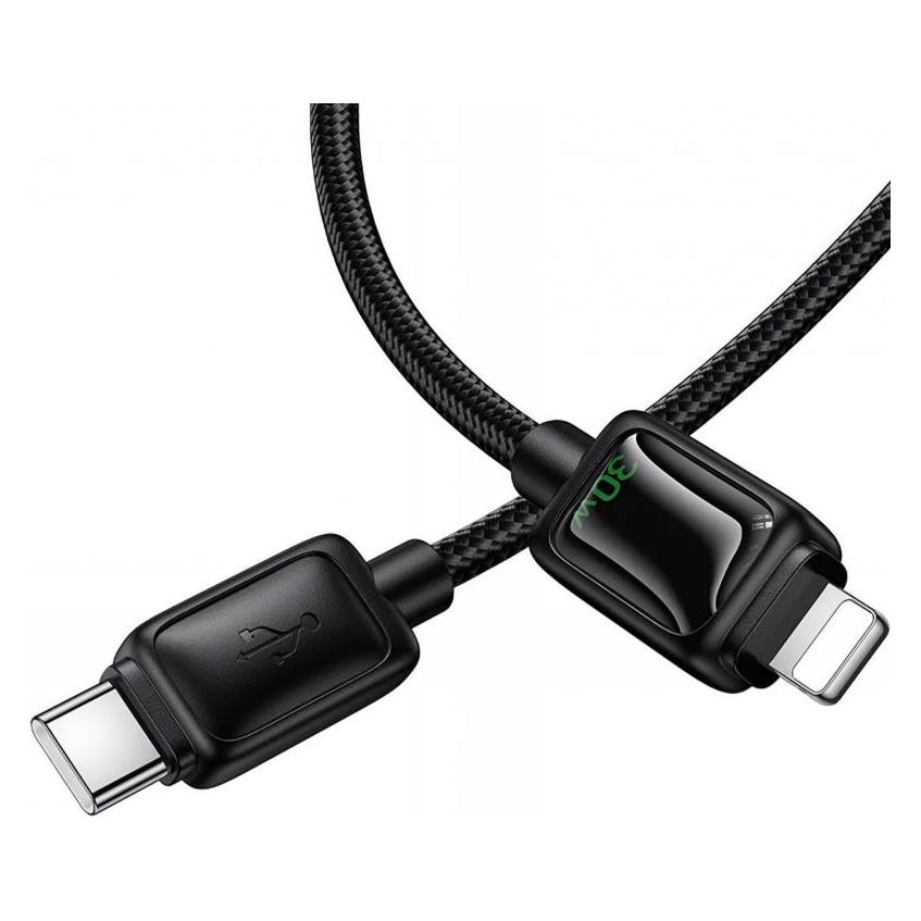 Hoco Cable Cable with LCD USB C to Lightning PD 30W 1,2 m U146 black (1.20 m, 30 W) (66206125)