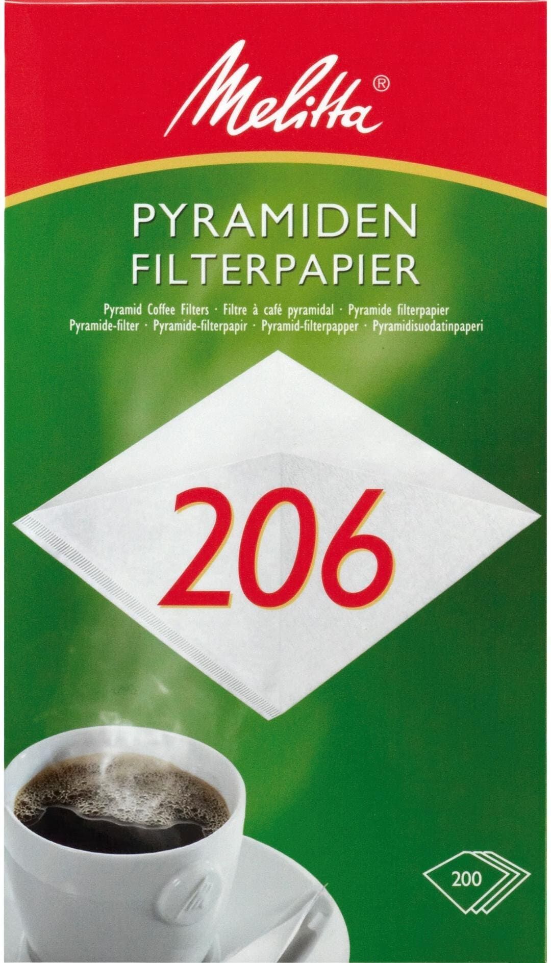 Papierfilter MELITTA "Pyramiden-Filterpapier 206 200 Stück", weiss (weiß), Kaffeefilter, Papierfilter weiß Einheitsgröße