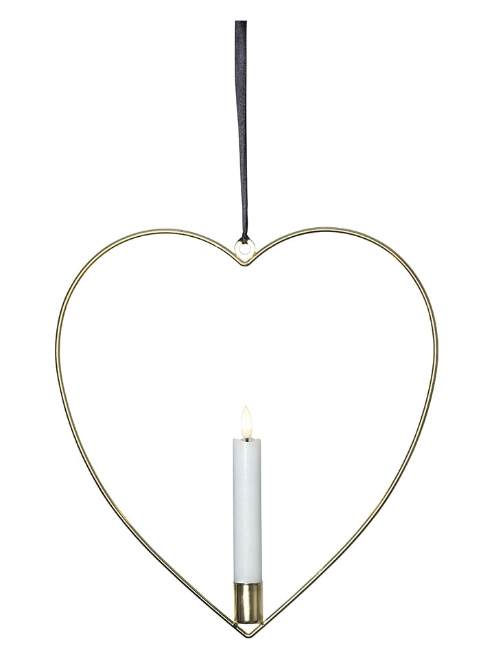STAR Trading LED-Dekohänger "Flamme Heart" in Gold - (B)28,5 x (H)28 cm - onesize