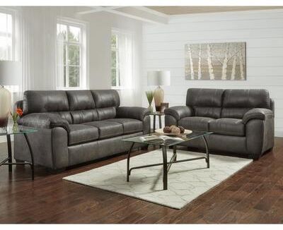 Roundhill Furniture Tirana Contemporary Fabric Pillow-top Arm Sofa and Loveseat Set in Sequoia Ash
