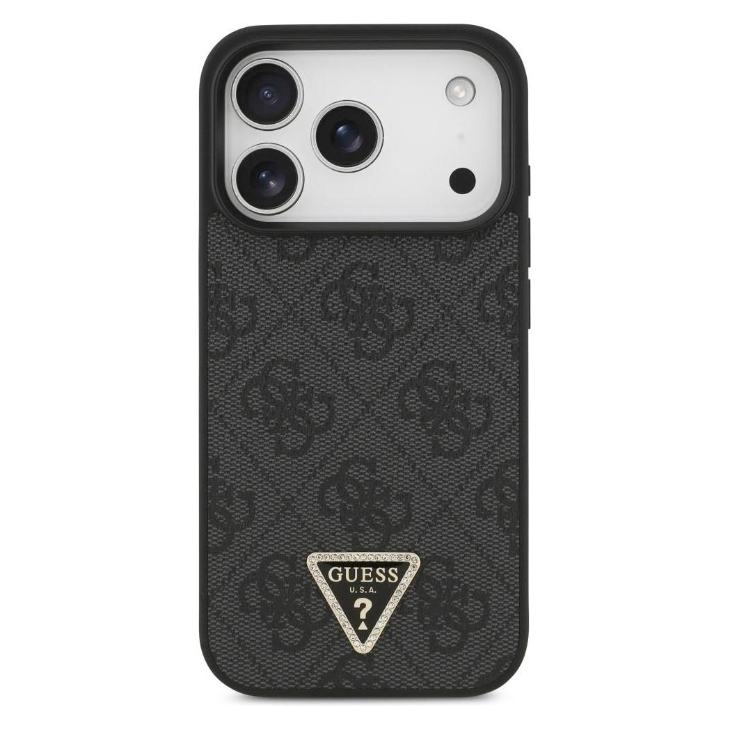 Guess - Leather 4G Triangle Strass MagSafe (GUHMP17LP4TDPLK) - iPhone 17 Pro - Black (Apple iPhone 17 Pro) (GUHMP17LP4TDPLK)
