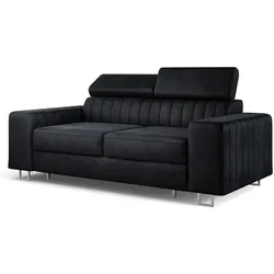 BETTSOFA SOLAN Schwarz Velours-Stoff mit Schlaffunktion