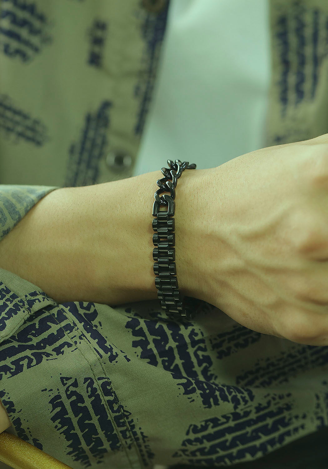 Edelstahlarmband FIRETTI "Schmuck Geschenk Armband Panzerkette kombiniert, verstellbar", schwarz, Armbänder, Damen, Edelstahl, Edelstahlarmband
