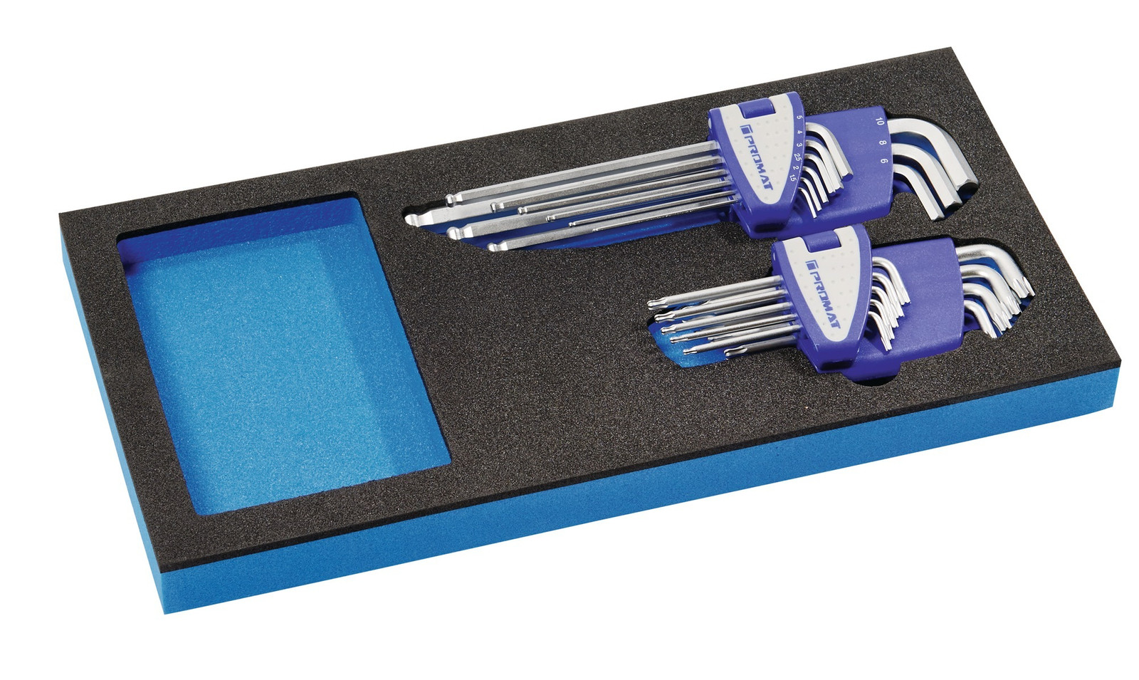 Promat 18-delige gereedschapset met 1/3-modul, sleutelmaten 1,5-10 mm en Torx T9-T45