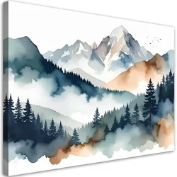 WANDBILD, Bergwald Pastell Landschaft