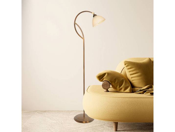 Steinhauer Stehlampe Anthea, bronze / altmessing, für Wohn- / Esszimmer, Metall
