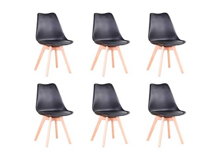 BenyLed 6er Set Esszimmerstühle Skandinavischer Küchenstuhl Design Modern Wohnzimmerstühle, Esszimmer Holzbeine Stühle, Stühle für Cafés, Küchenstühle (Schwarz)