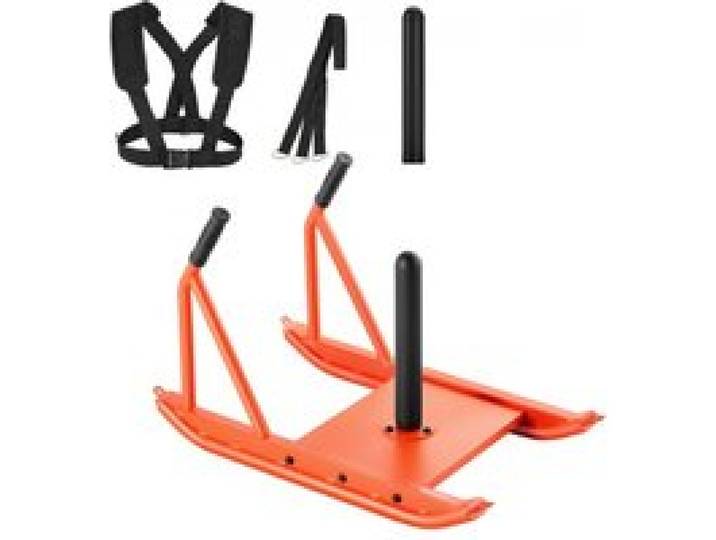 VEVOR Gewichtsschlitten Kraftschlitten Krafttrainingsschlitten zur Verbesserung der Geschwindigkeit bei sportlichen Übungen, Fitnessgerät mit Griff, kompatibel mit 25/51 mm Gewichtsscheiben Orange