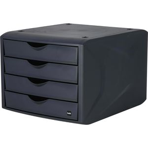 Helit Schubladenbox H6429595 the green chamelion, A4, Recycling-Kunststoff, 4 Fächer, schwarz