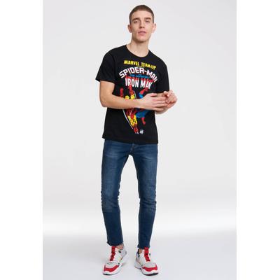 T-Shirt LOGOSHIRT "Marvel - Spider-Man & Iron Man", Herren, Gr. XXL, schwarz, 100% Baumwolle, bedruckt, normal, Rundhals, Shirts T-Shirt, mit Spiderman und Iron Man-Druck