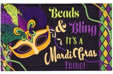 Evergreen "Mardi Gras Beads & Bling Embossed Door Mat - 30"" x 18"""