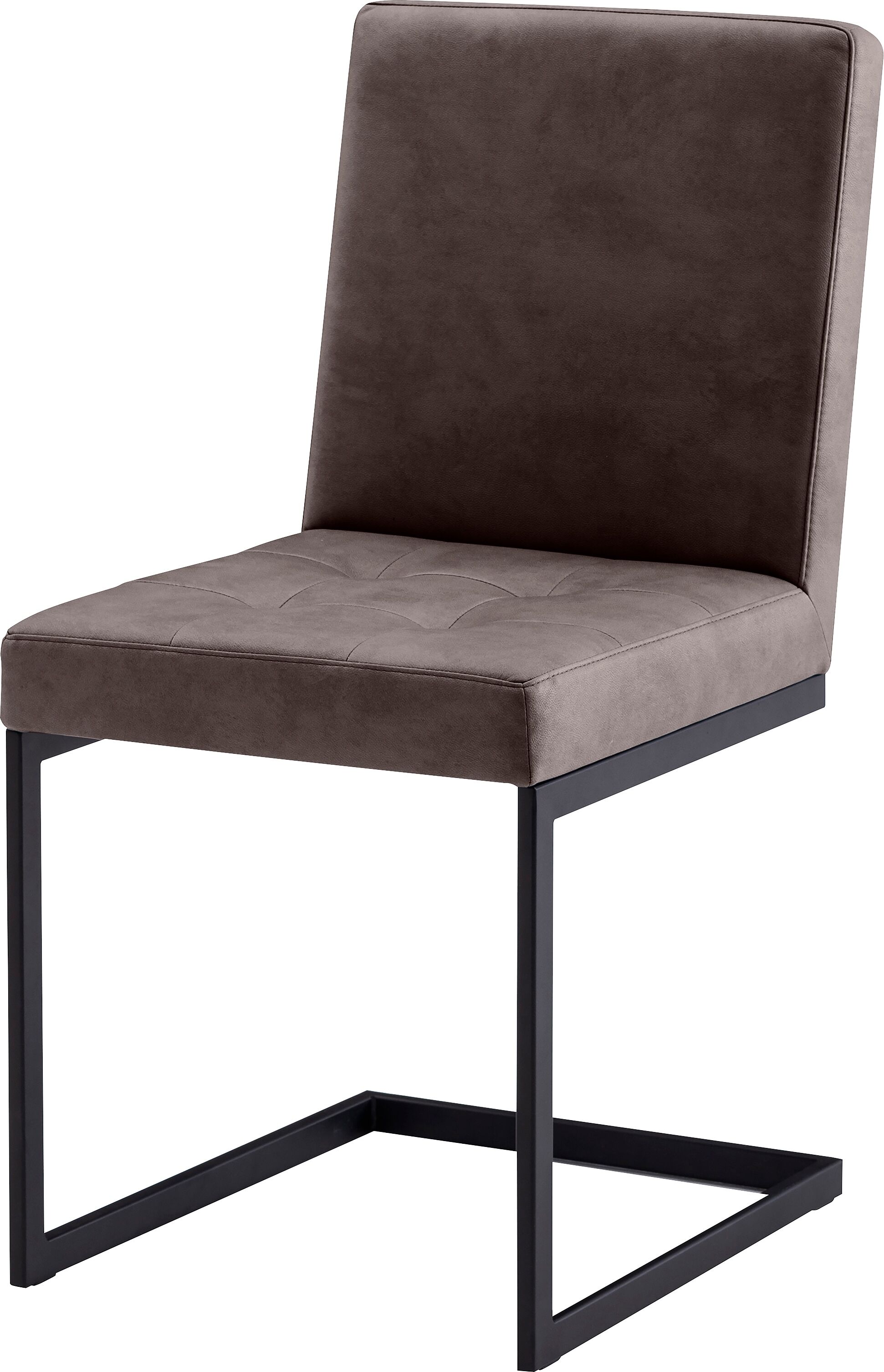 Esszimmerstuhl K+W KOMFORT & WOHNEN "Freischwinger", braun (schwarzbraun 79), 1 Stk., Microfaser, Stühle, Esszimmerstuhl, Freischwingergestell aus Vierkantrohr schwarz, hoher Sitzkomfort schwarzbraun 79 1 Stk., Microfaser