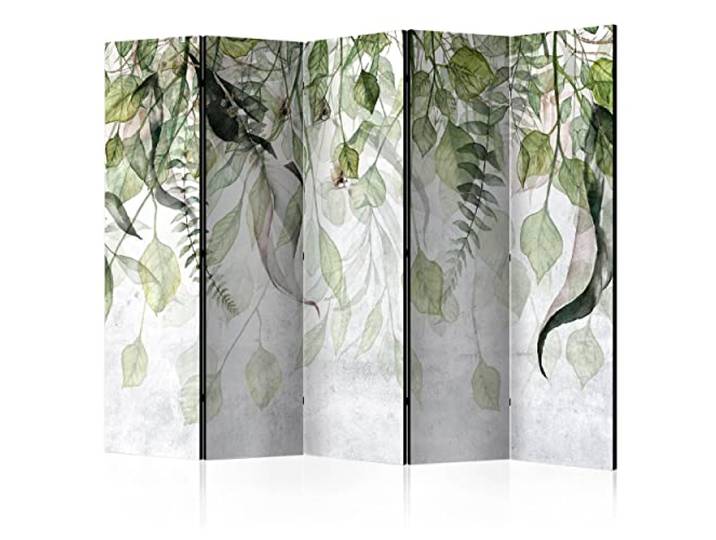 decomonkey Paravent Raumteiler Innen Pflanzen, 225x172 cm, 5-teilig, Laub Beidseitig, Natur, Wohnzimmer, Room Divider, Wall, Raumteiler Stehend, Trennwand, Sichtschutz, Spanische Wand, Holz