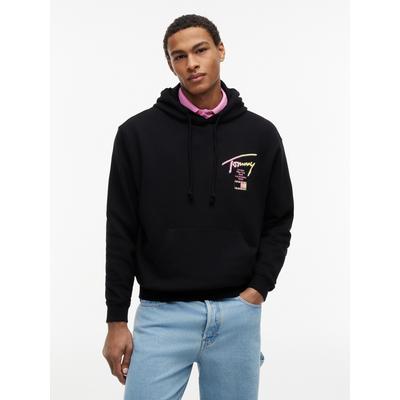 Hoodie TOMMY JEANS "TJM RELAXED SIGNATURE", Herren, Gr. XL, schwarz, Sweatware, Obermaterial: 100% Baumwolle, relaxed fit normal, Bündchen, Sweatshirts Hoodie