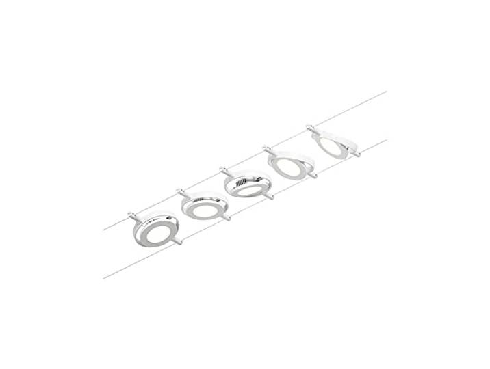 Système sur câbles LED Paulmann Corduo RoundMac 5 x 4\,5 W\, blanc\, chrome Kit complet comprenant un transformateur\, un câble et 5 luminaires\, pour montage mural et au plafond\, orientables