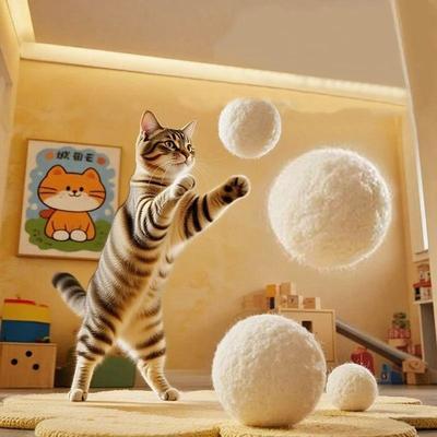 Uplift Essentials Silent Natural Wool Chasing Balls For Interactive Play & Dental Care Silent Natural Wool Chasing Balls For Interactive Play & Dental Care