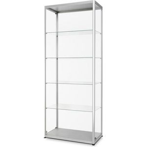 Showdown-Displays Glasvitrine VR2-24-800, stehend, 4 Fachböden, rechteckig, 80 x 200 x 40cm, silber