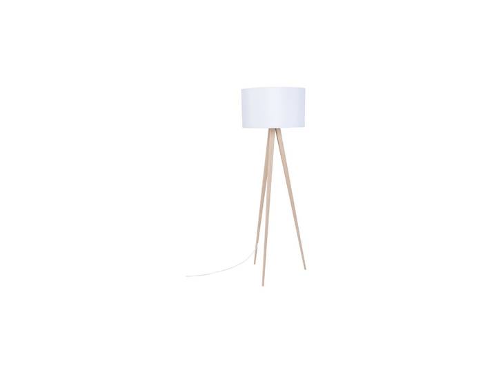 Lampadaire trépied en bois beige, E27, abat-jour tissu - Zuiver,