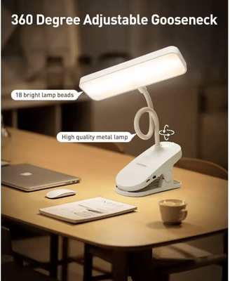 Uplift Curations USB Rechargeable LED Clip Desk Lamp Flexible Gooseneck Eye Care Reading Light USB Rechargeable LED Clip Desk Lamp Flexible Gooseneck Eye Care Reading Light