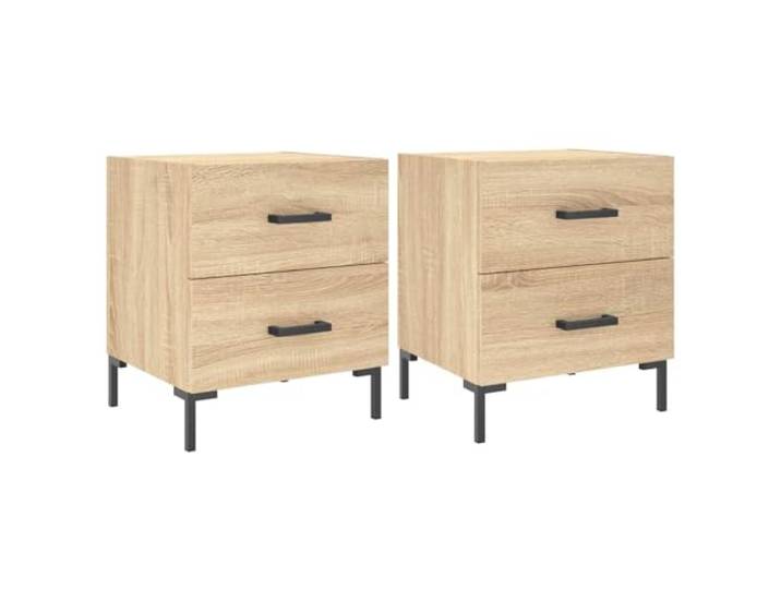 KUTYWEXFM Nachttisch 2er Set Sonoma-Eiche 40x35x47,5cm Holzwerkstoff Praktisches 2er-Set Beistelltische für das Schlafzimmer mit geräumigen Schubladen und stabilen Metallfüßen.