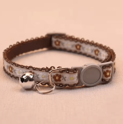 Inspire Picks Floral Embroidered Cat Collar With Bell Adjustable Lace Pet Collar 10