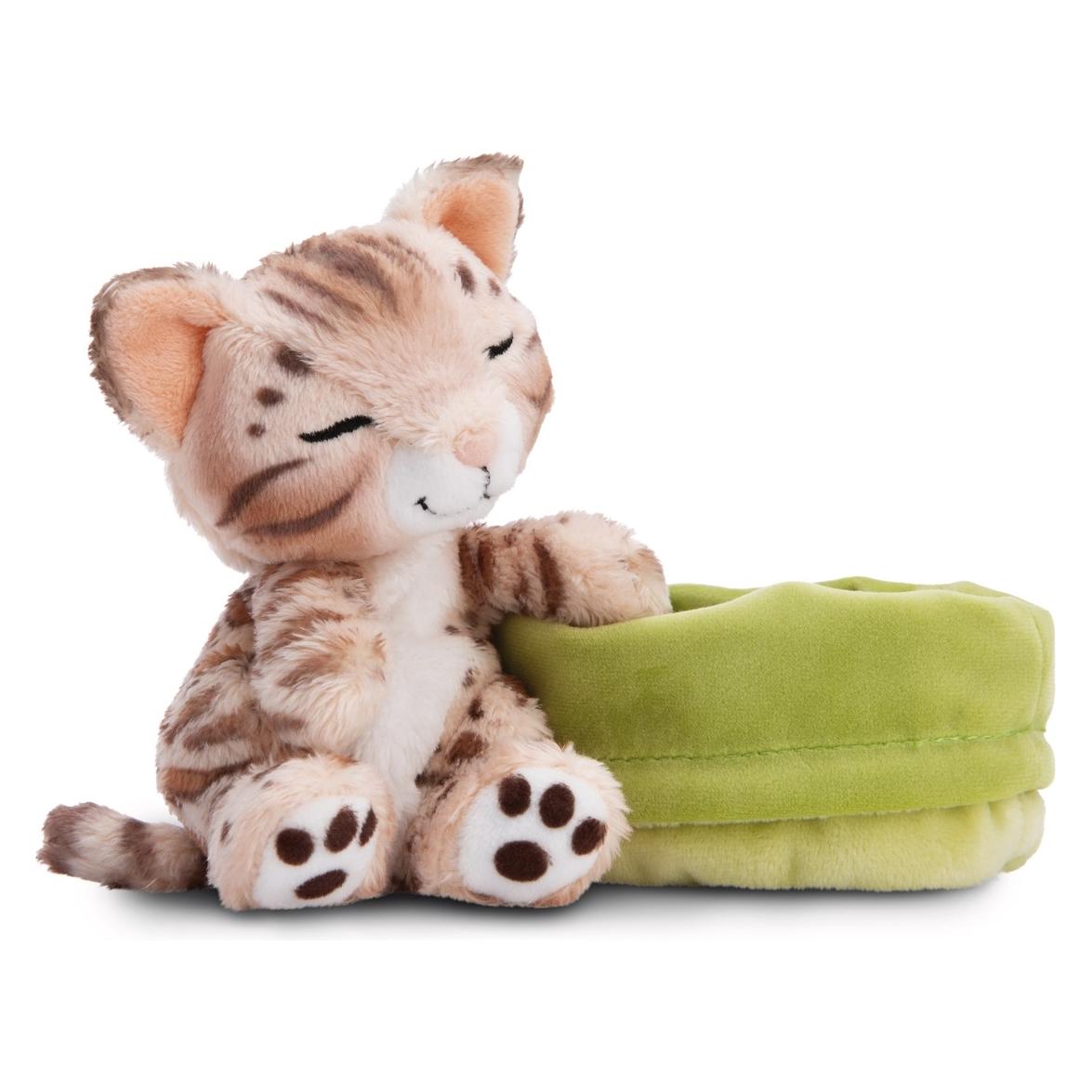 NICI plush toy sleeping cat bengal in green basket 12 cm (12 cm) (68175283)