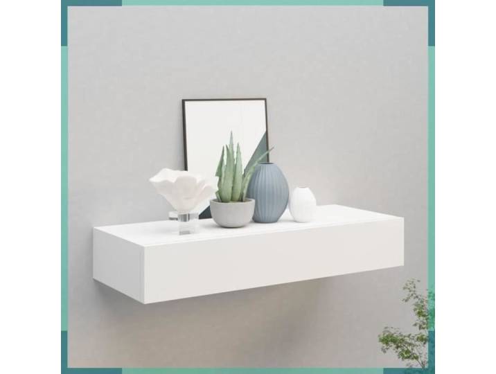 ASHATA Étagère à tiroir murale Blanc 60x23 5x10 cm MDF -FHE330255