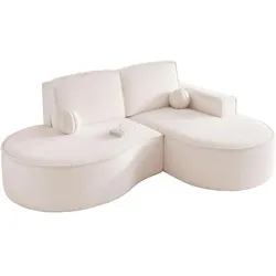 ECKSOFA SOFIA Bouclé-Stoff in Weiß