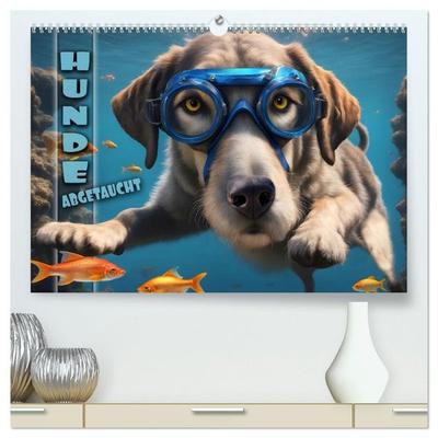 Hunde abgetaucht (hochwertiger Premium Wandkalender 2027 DIN A2 quer), Kunstdruck in Hochglanz