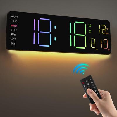 Universal Stock Smart RGB LED Wall Clock With Remote Control, Calendar & Temperature Display Smart RGB LED Wall Clock With Remote Control, Calendar & Temperature Display