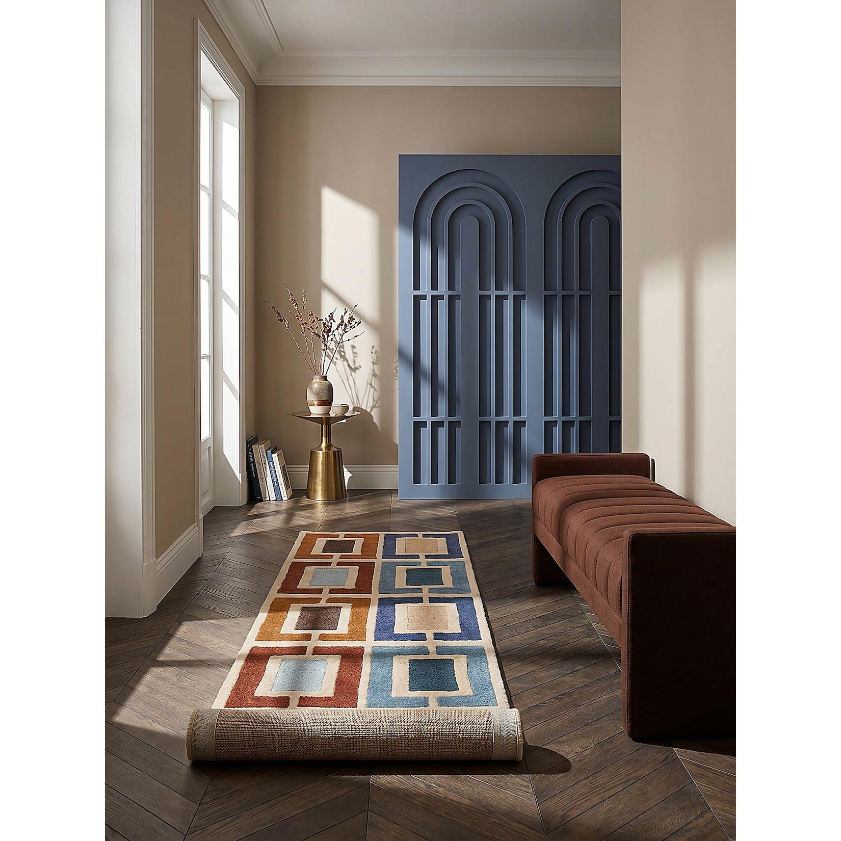Läufer geometrisch Blau-Bunt 60 x 230 cm - DERWENT Kadima Design