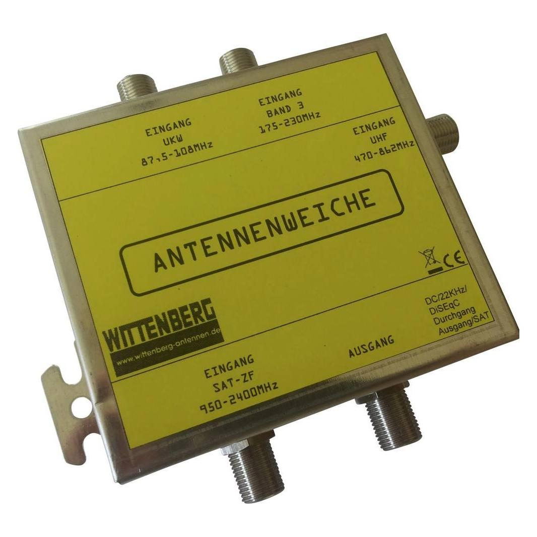 Wittenberg Antennen 4 in 1 Antennenweiche UKW, DAB+, UHF, SAT (4021064031096)