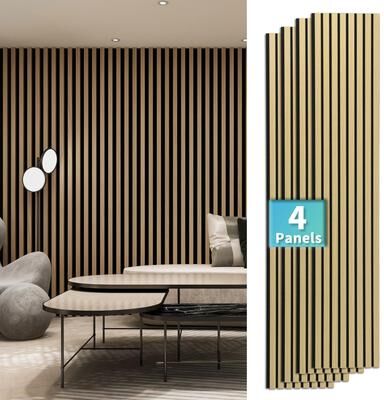 Art3d "4 Panels 93""x12"" MDF Slat 3D Wall Paneling Cover 31 Sq.Ft. - N/A"