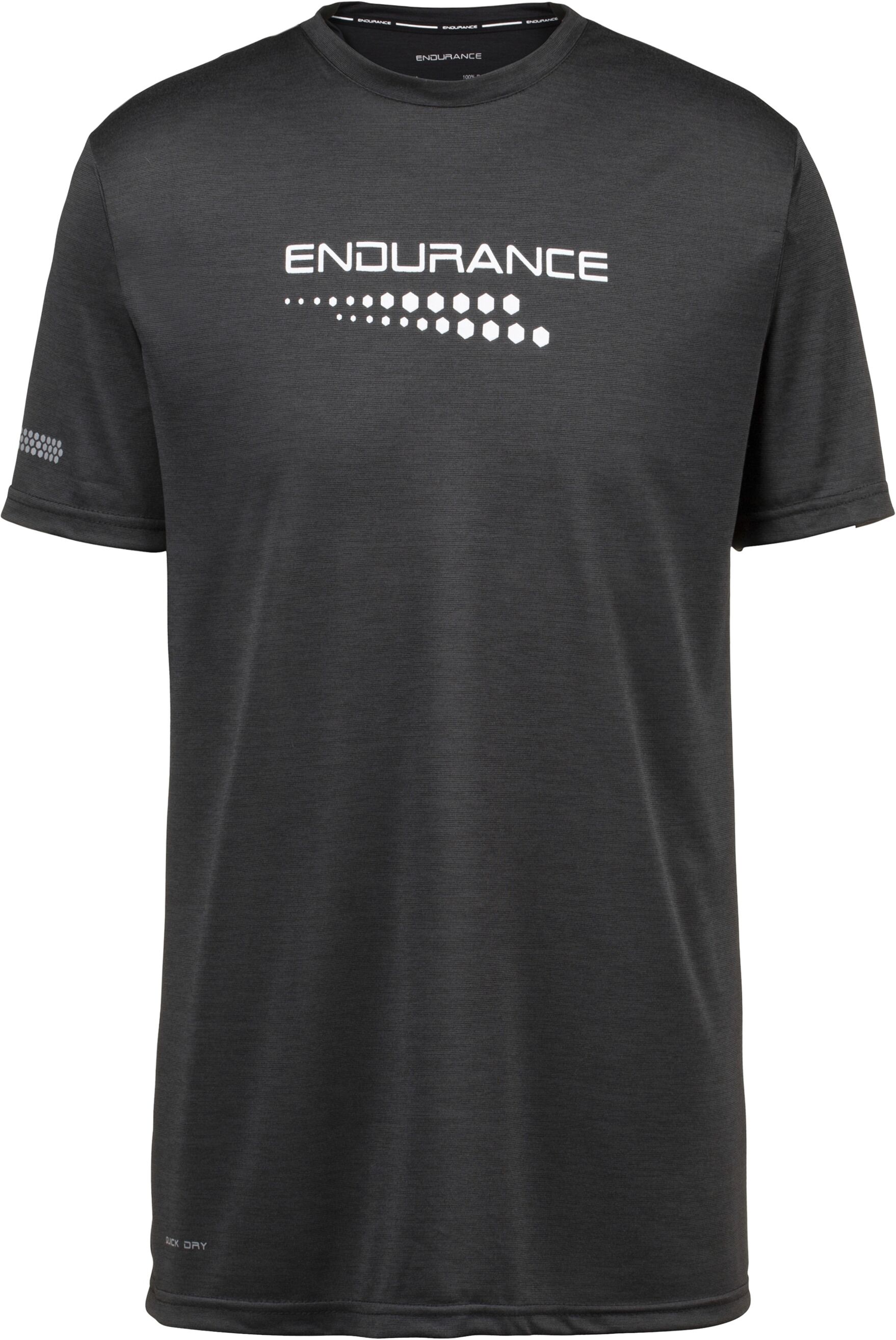 Funktionsshirt ENDURANCE "PORTOFINO", Herren, Gr. L, schwarz (schwarz, meliert), 100% Polyester, bedruckt, meliert, normal, Rundhals, Shirts Funktionsshirt, mit praktischer Quick Dry-Technologie