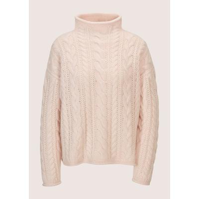 Longpullover MADELEINE "Strickpullover Stilvoller Grobstrickpullover mit Zopfmuster", Damen, Gr. 34, rosa (puderrosé), Obermaterial: 90% Schurwolle WV. 10% Kaschmir WS., Modern, Pullover Longpullover, Mit Zopfmuster