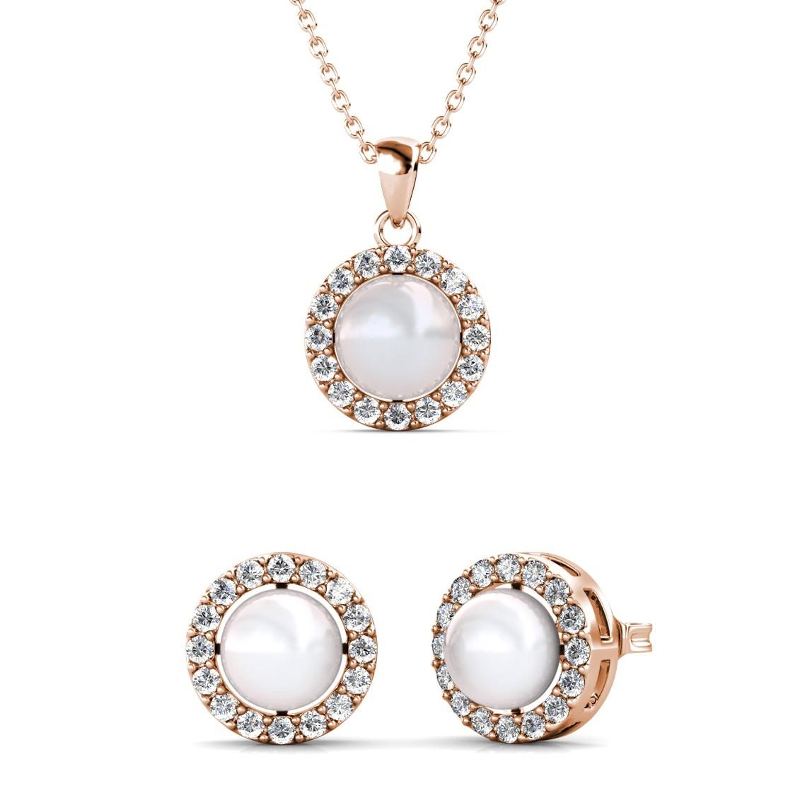 Perlen-Reifen-Sets - Roségold und Kristall