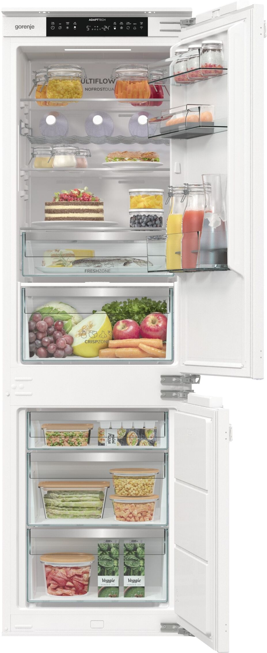 Gorenje Einbaukühlgefrierkombination "NRKI517C62WF", Energieeffizienz: C, weiß (weiß, neutral), Rechtsanschlag, wechselbar, NoFrost, Kühlschränke, Wifi, Einbaukühlgefrierkombination