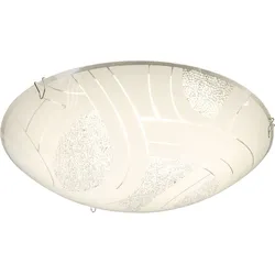 Deckenleuchte Glasschirm Deckenlampe 1-Flammig Kristalle Wohnzimmer Beleuchtung 1-flammig satiniert, Metall chrom, 1x LED 8 Watt 640 lm, DxH 25x8 cm