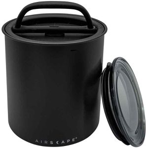 Airscape Kaffeedose AA1708, aus Stahl, mit Frische-System, luftdicht, patentiertes 2-Wege-Ventil, schwarz, rund 4,7 Liter