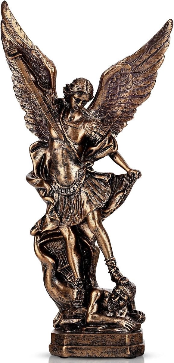 Bronzen San Miguel Arcangel Standbeeld 31,5 cm - Religieuze Engel voor op tafel