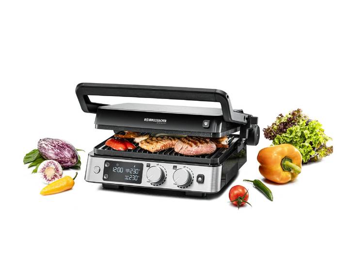 Kontaktgrill ROMMELSBACHER KG 2025 2000 W , schwarz, silber, Kontaktgrill_Standgrill_Tischgrill_Teppanyakigrill, Kontaktgrill, Leistungsstarker Grill mit 2000 W für optimalen Grillgenuss