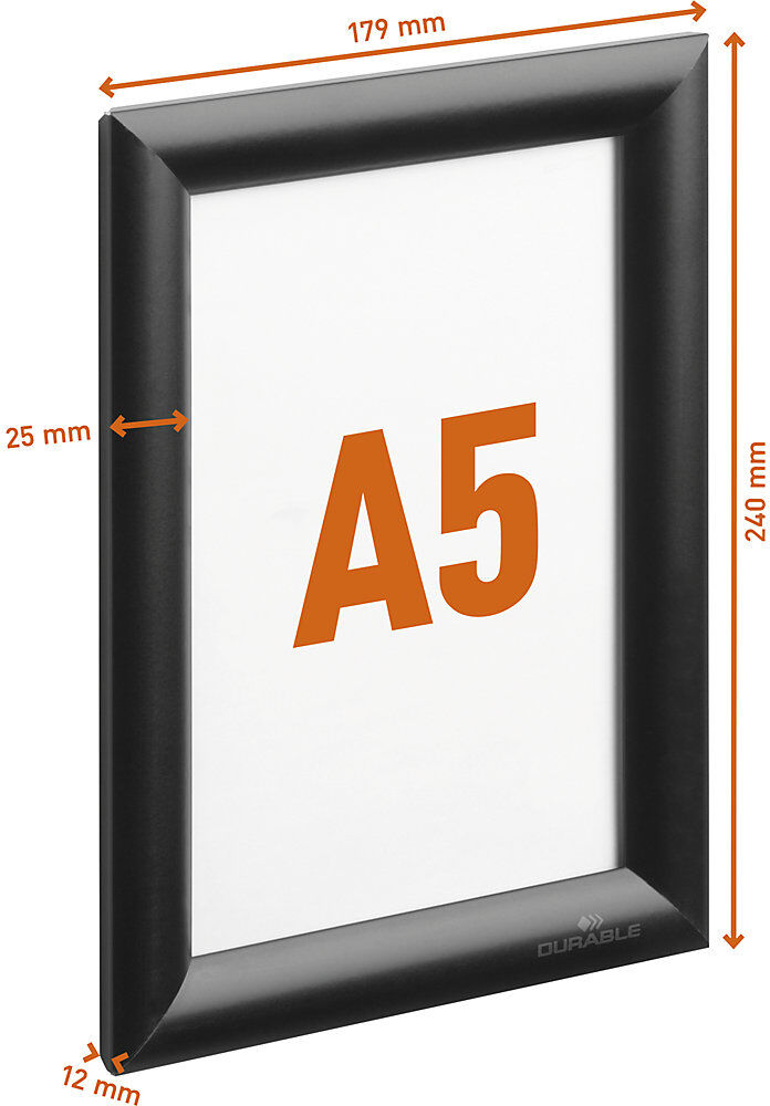 Klapprahmen Aluminium, Format A5, schwarz DURABLE